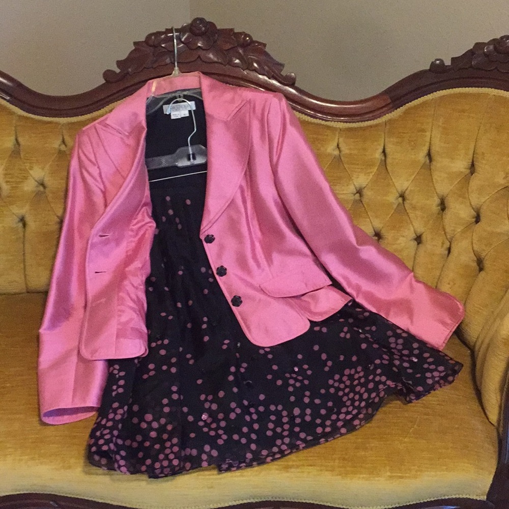 ❗️LAST CHANCE 9/11❗️ 🎉HP🎉 Silk pink and black Kay Unger skirt set